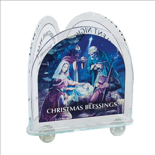 Christmas Blessings Glass Votive Light Holder