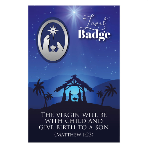 Silver Nickel Nativity Lapel Badge